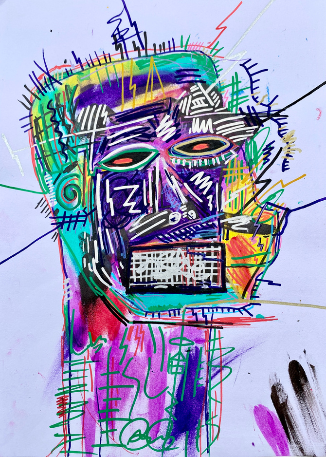 A Ghost Head on A3 Paper. 2026